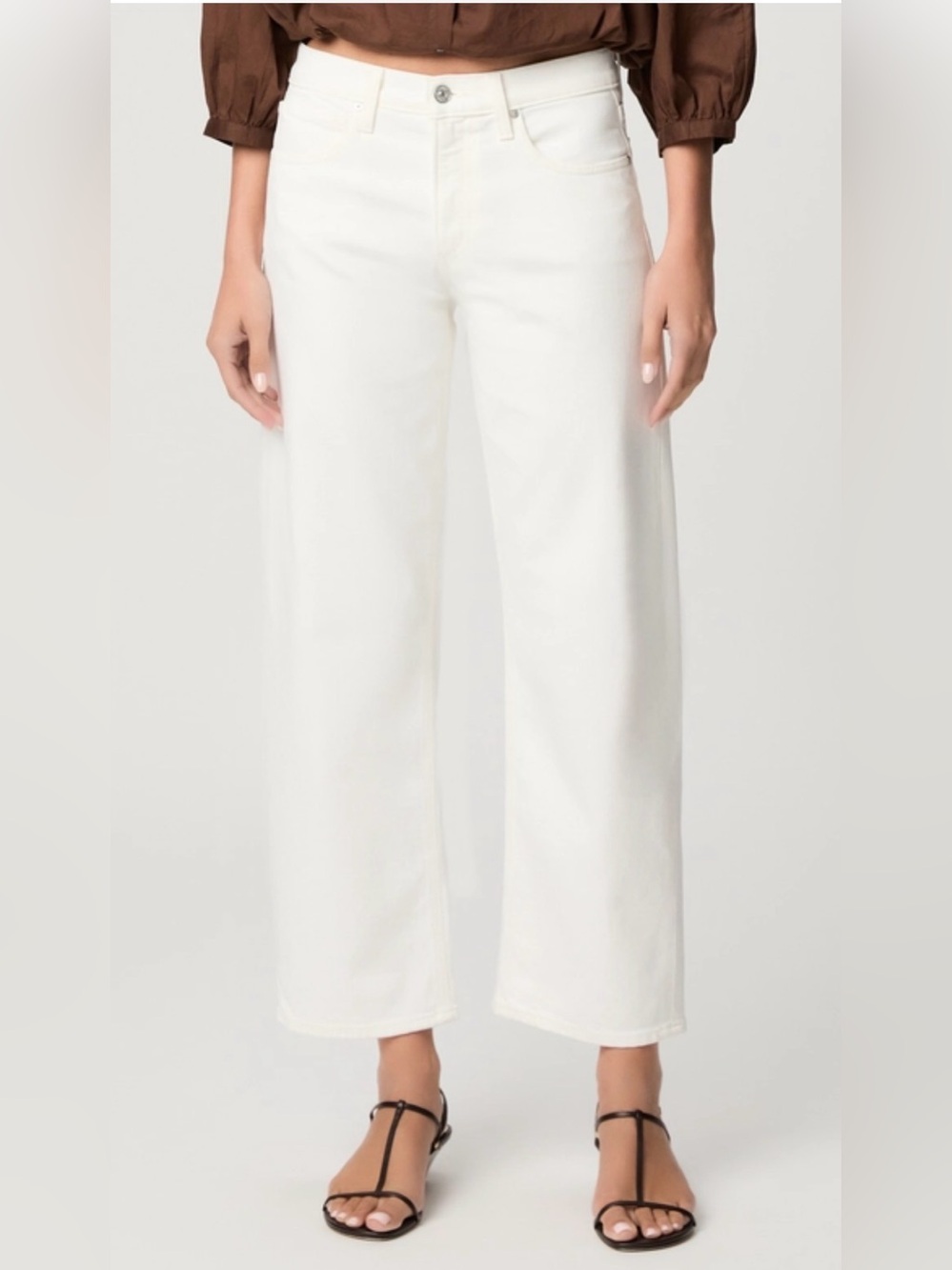 PAIGE Rylann Ankle Straight Leg Jeans - Ecru - Size 28